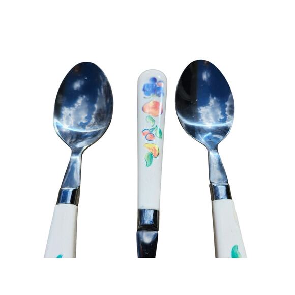 3 Corelle by Coring Fruit Basket Stainless Tablespoons Flatware Plastic MCM 7.5" - Picture 5 of 8